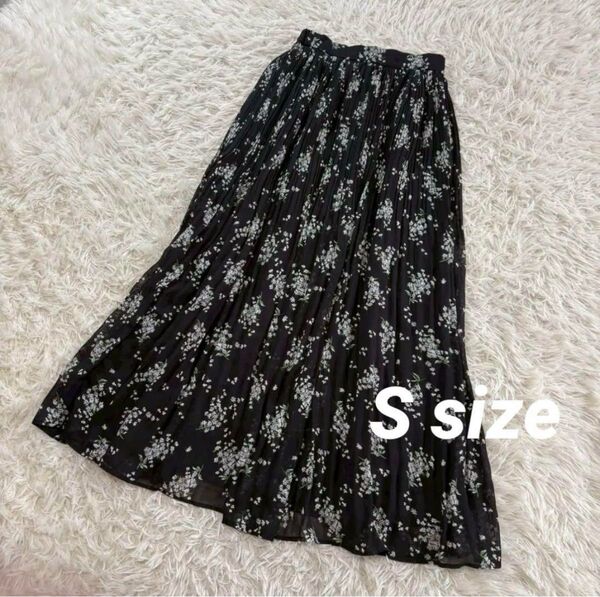 Azul by moussy アズール 花柄ロングプリーツスカート Sサイズ ウエストゴム ロングスカート マウジー