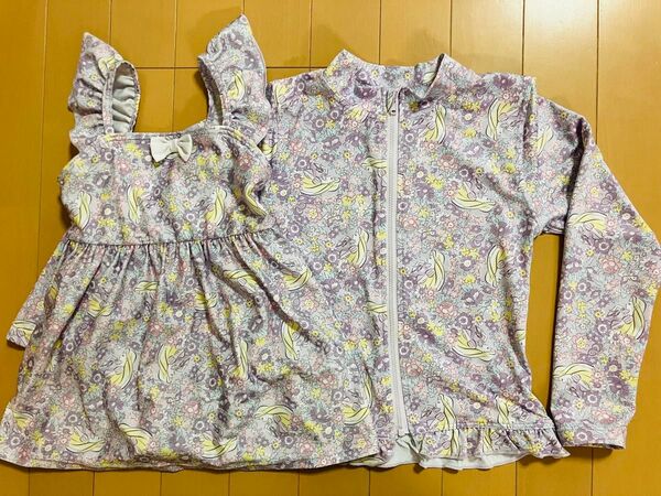 アナ雪 エルサ ワンピース水着110センチ ラッシュガード120センチ 2点セット 美品 女の子