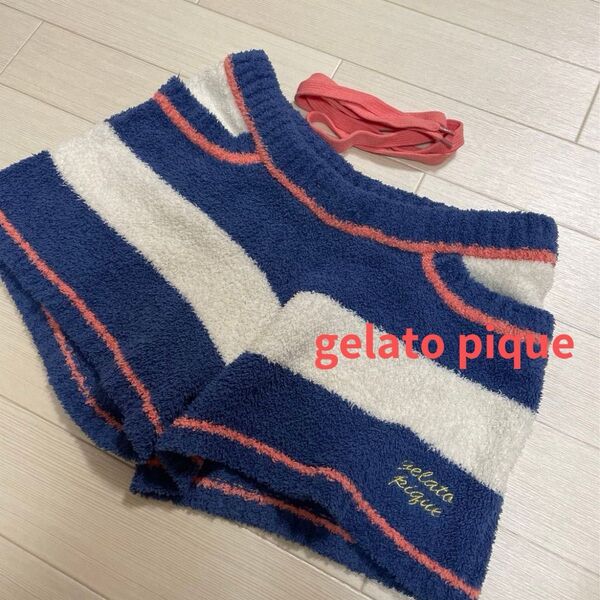 送込】美品 ジェラートピケ ショーパン モコモコルームウェア gelato pique パジャマボーダー