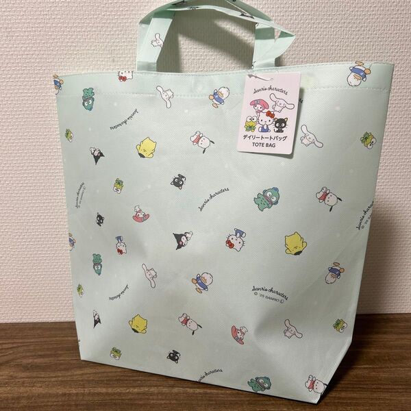 新品 サンリオキャラクターズ トートバッグ エコバッグ キティ クロミ マイメロ シナモロール ケロッピ ハンギョドン