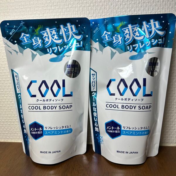 新品 COOL クールボディーソープ 爽快 メントール配合 スペアミントの香り 2点セット ボディソープ 詰め替え