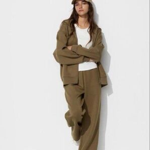 UNIQLO ユニクロ ドライスウェットワイドパンツ S オリーブ