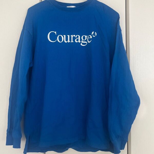 長袖カットソー 長袖Tシャツ ロンT ロゴ ブルー