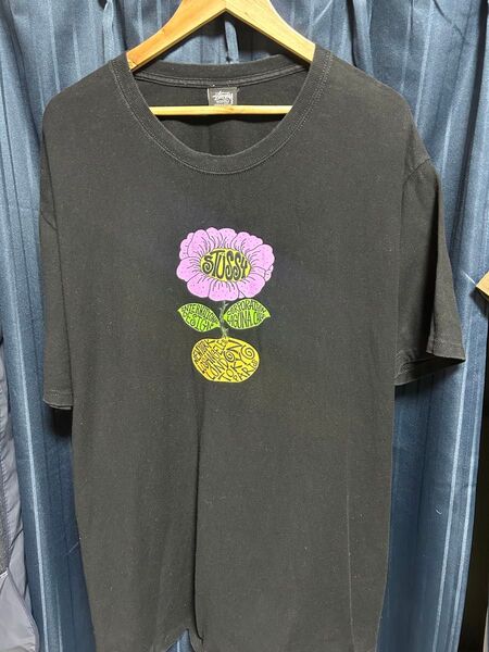 【希少デザイン】ステューシービッグロゴ フラワー 入手困難 Tシャツ XL