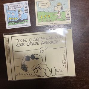 【スヌーピーミュージアム】原画ポストカード(ジョークール)スプリングステッカー(2枚)