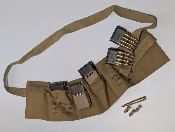 M1ガーランド クリップマガジン用 弾帯 バンダリア マガジンポーチ マグポーチ WW2アメリカ軍 リエナクトメント装備