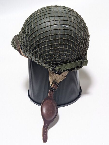 WW2 M1Cヘルメット用 レザーチンカップ チンストラップ 空挺 アメリカ軍 陸軍 101空挺師団 82空挺師団