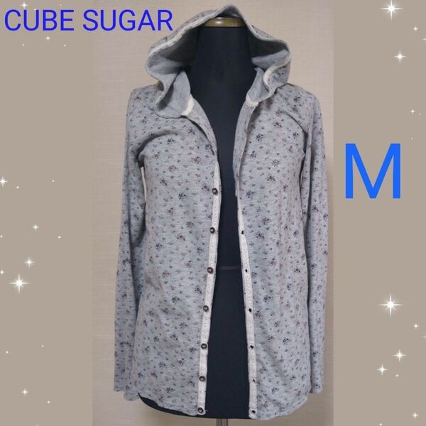 CUBE SUGAR キューブシュガー コットン小花柄パーカー ボタン 長袖