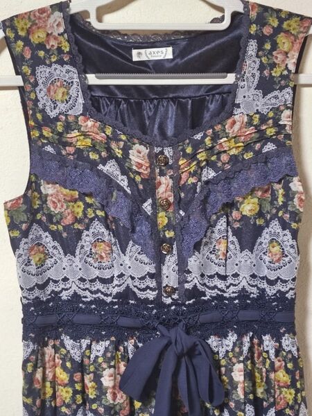 axes femme ノースリーブワンピース 花柄 レース