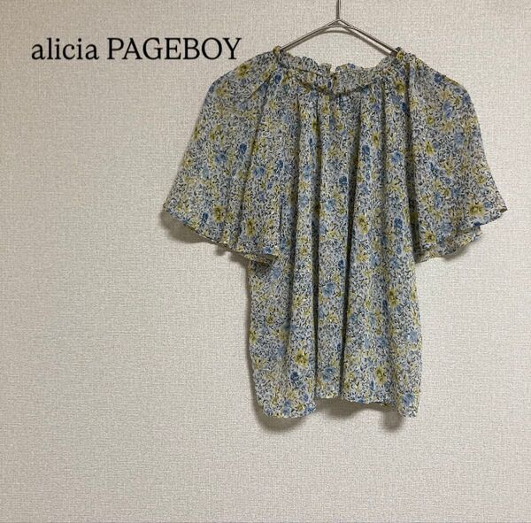 alicia PAGEBOY ブラウス カットソー シフォン 半袖 花柄 総柄 トップス