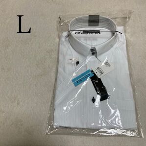 MODE ISM 半袖 ワイシャツ カッターシャツ L 形状安定 白 クールビズ ビジネスシャツ