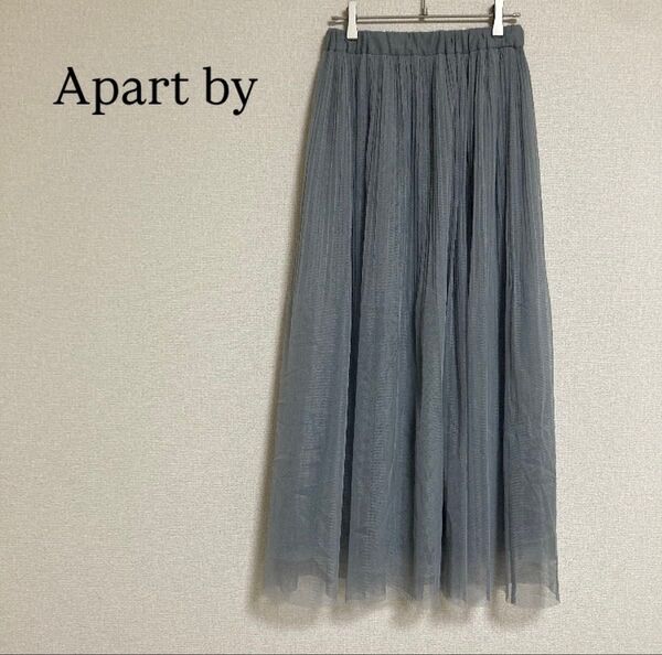 Apart by ロングスカート プリーツスカート ウエストゴム グレー スカート 無地