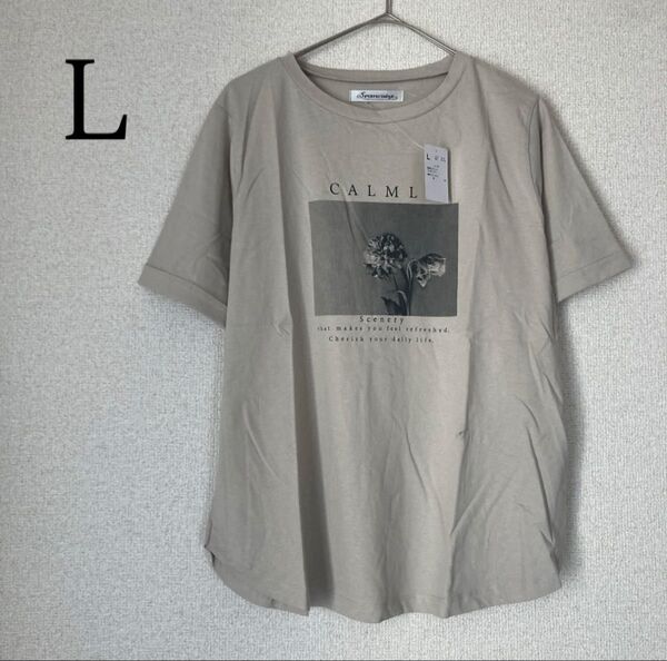半袖 Tシャツ プルオーバー 花柄 プリントT トップス カットソー L 可愛い 綿100