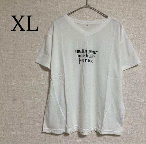 半袖 Tシャツ プルオーバー ロゴT カットソー トップス オフホワイト XL