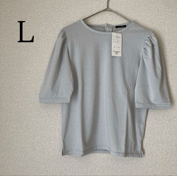 ひんやり 半袖 Tシャツ プルオーバー ブラウス カットソー L ライトグレー