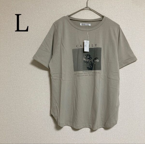 半袖 Tシャツ プルオーバー 花柄 プリントT トップス カットソー L 綿100
