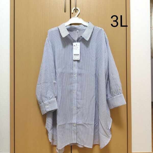 新品 レディース 大きいサイズ シアー シャツ チュニック 3L