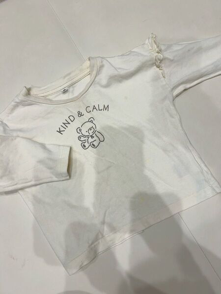 女の子 アイボリー ロンT 薄めの長袖 カットソー 長袖 Tシャツ