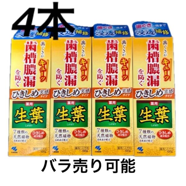 小林製薬 薬用 生葉 浸透補修 歯槽膿漏 を防ぐ ひきしめ実感 100g4本