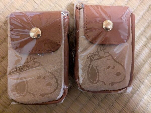 SNOOPY スヌーピー 小物ポーチ 小物ケース 小物入れ ミニポシェット ブラウン 茶 2個セット