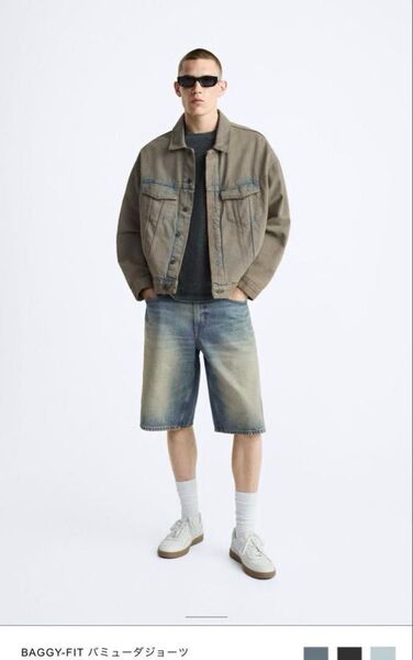 ZARA バミューダショーツ バギーフィット デニム ハーフパンツ