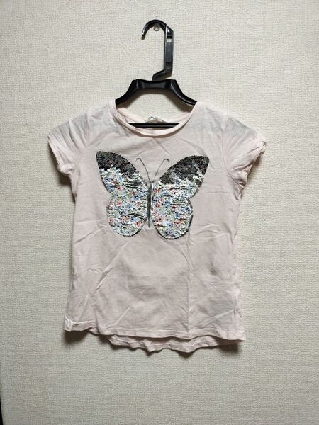 H&M キッズTシャツ 蝶々柄 ピンク 134/140