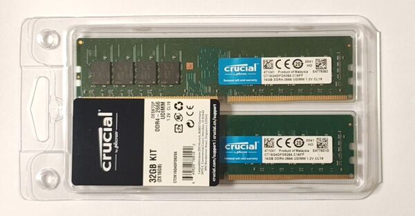 Crucial DDR4-2666 32GB デスクトップ用メモリ メモリテストOK