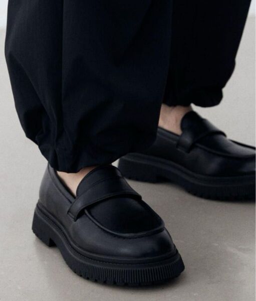 美品 厚底 WYM LIDNM リドム タンクソールミニマルローファー 黒 XL