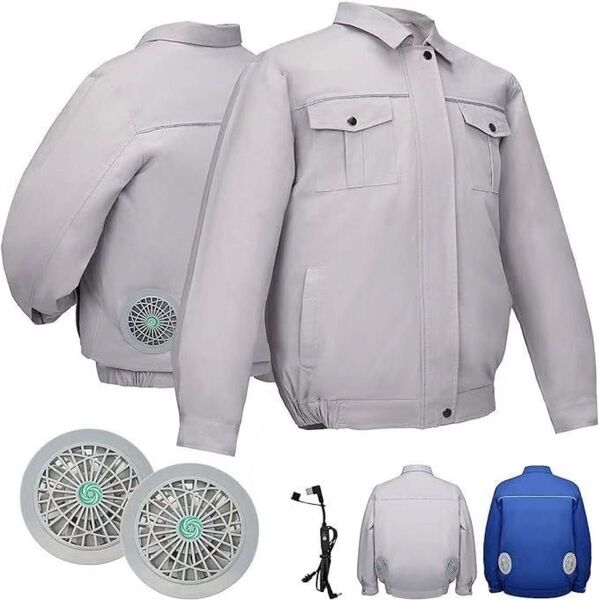 XL 空調作業服 ファン付き 作業服 空調服 空調ウエア 2XL 熱中症対策 長袖 グレー 新品 吸湿性