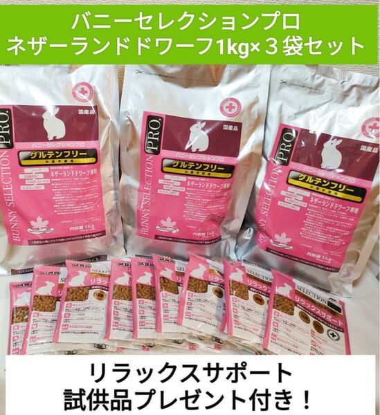 バニーセレクションプロ ネザーランドドワーフ1kg×3袋セット 試供品付き♪