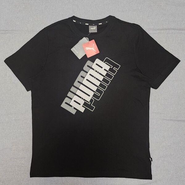 新品 未使用 PUMA ロゴ入りTシャツ XLサイズ 黒 メンズ トップス ②