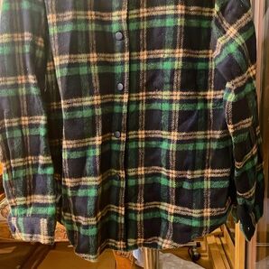 新品チェック柄シャツ グリーン系 厚め