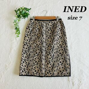 INED イネド(7)レーススカート ひざ丈 花柄 ミモレ丈 大人可愛い 上品