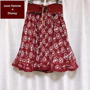 axes femme×ALICE IN WONDEЯLAND(Disney) ボルドー スカート