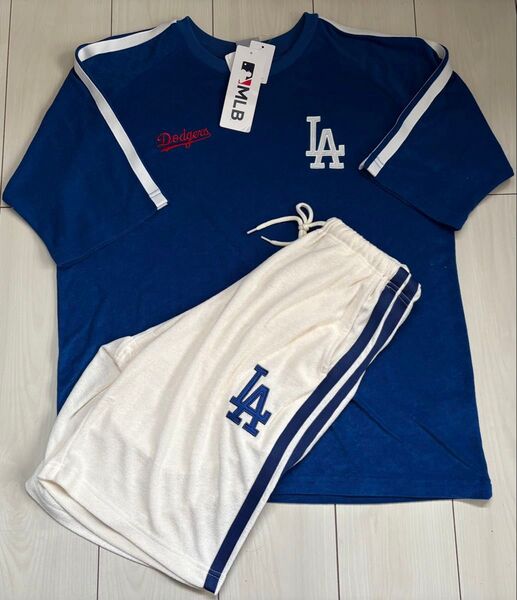 新品 Lサイズ MLB ドジャース パイル生地 上下セット