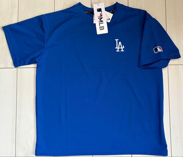 新品 160cm MLB ドジャース メッシュ半袖Tシャツ ブルー