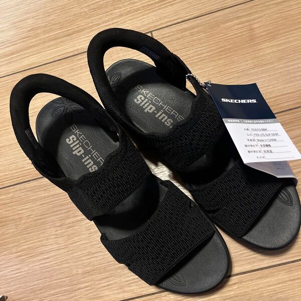 SKECHERS サンダル スリッポン レディース 黒 ブラック