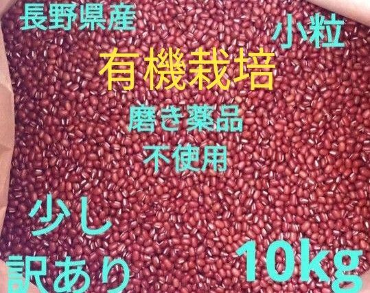 小豆 乾燥小豆 長野県産小豆10kg 有機栽培 訳あり 磨き薬品不使用 豆 国産 小粒 品質検査合格