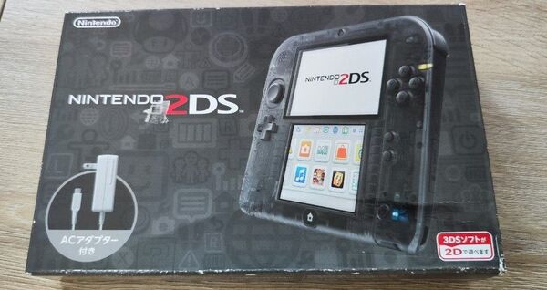 ニンテンドー2DS クリアブラック アダプター付 欠品なし 作動確認済み 保護シール貼り付け済み シリコンカバー付