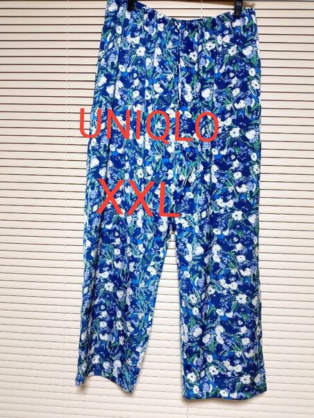 UNIQLO 花柄パンツ ブルー系