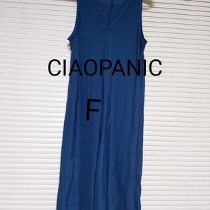 CIAOPANIC ノースリーブレーヨンワンピース ブルー フリーサイズ