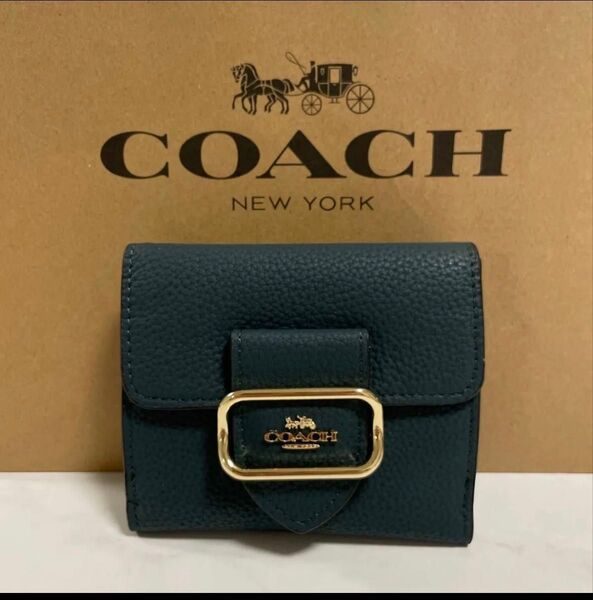 新品 COACH 長財布 コーチ 二つ折り財布 レディース メンズ グリーン