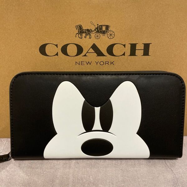 新品 COACH長財布 コーチ 長財布 レディース ディズニーコラボ ミッキー 限定品 ブラック