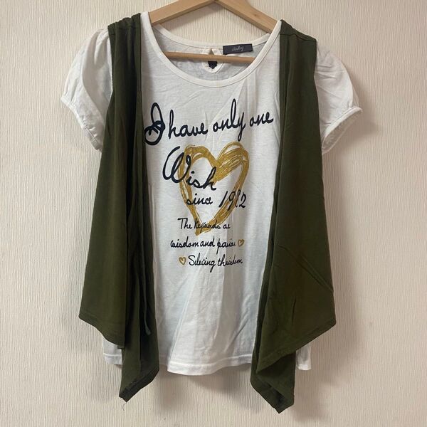 【2枚セット】半袖Tシャツ ジレ ベスト まとめ売り 重ね着 おしゃれ レイヤー
