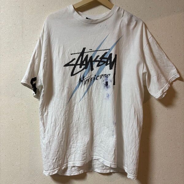 Stussy ホワイト Tシャツ Lサイズ 半袖 白色 ロゴTシャツ Tシャツ 半袖 ホワイト L 半袖Tシャツ プリント 古着