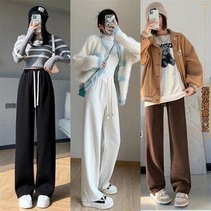 レディース ストレート ワイドパンツ コーデュロイ ホワイト フリーサイズ
