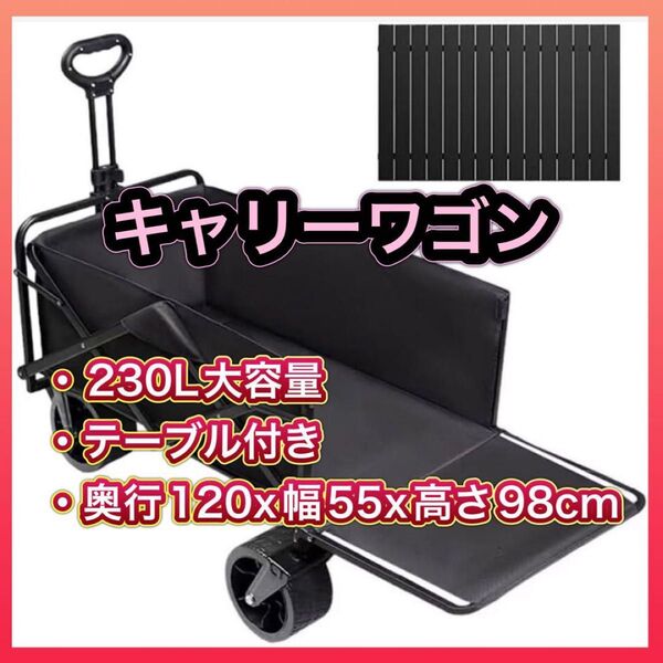 キャリーワゴン 230L大容量 長物対応 後部展開可 耐荷重250kg