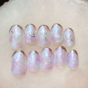 ネイルチップ 現品 ニュアンスネイル 紫陽花 パープル ブルー 紫 青 夏 マグネット うるつや ちゅるんネイル