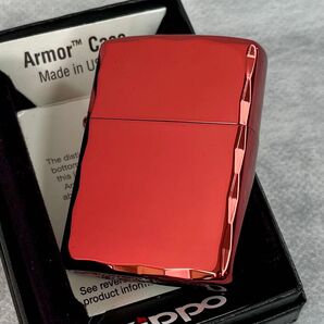 ZIPPO アーマー シャインレイカット 新品 レッドコーティング エッジ彫刻 ジッポー ライター