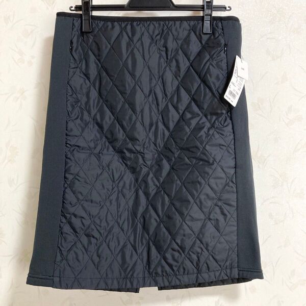 タグ付き UNIQLO ウォームイージーペンシルスカート ブラック 黒 L キルティング ダイヤキルト 無地 ミディ丈 膝丈